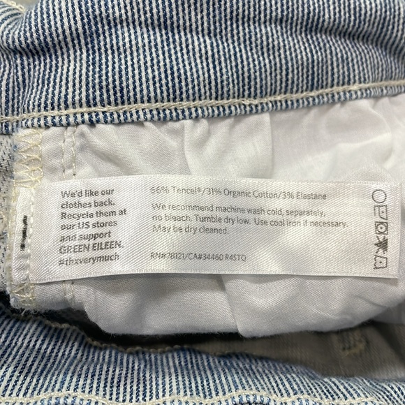 Eileen Fisher Jeans Womens Blue White Engineer Stripe Tapered Fit Denim Pants 14 - Picture 8 of 11